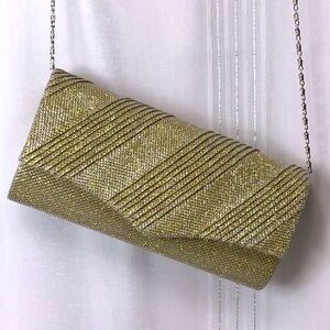 ⚜️ Gold Shimmer Fabric Solid Fold Magnetic Closer Shoulder Chain